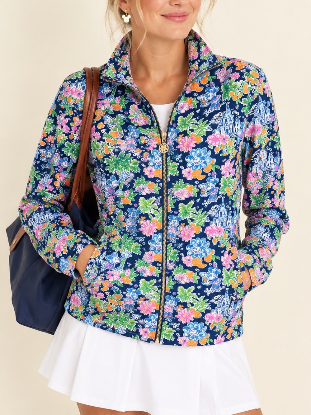 Disney X Lilly Pulitzer Leona Full Zip Jacket Aegean Navy Lilly Loves Disney XL